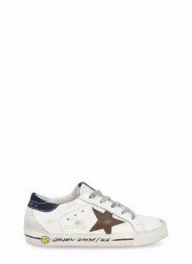 Kids' Super Star Sneakers In White/cuoio/night Blue/ice