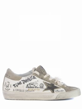 White Suede Signature Leather Super Star Sneakers