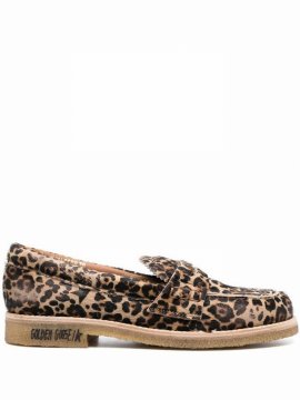 Leopard-print Round-toe Loafers In Leopardato