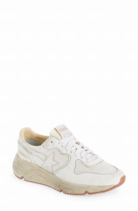 Running Sole Nappa Upper Toe Box Suede Sneakers In White
