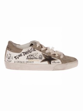 Super-star Nappa Upper With Journey Print Suede Star And Heel In White/taupe