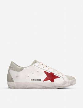 Superstar 10218 Leather Low-top Trainers In White/red