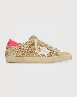 Superstar Glitter Low-top Sneakers In Gold