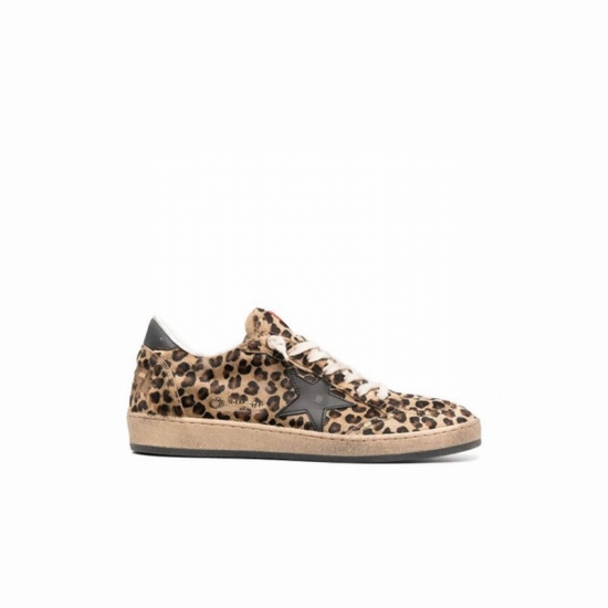 Brown Ball Star Leopard Print Sneakers In Neutrals