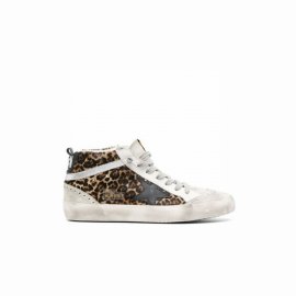 Mid Star Leopard-print Leather Sneakers In Grey