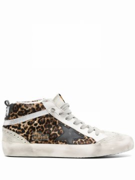 Mid Star Leopard Print Sneakers In Grey