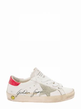 Star Vintage White Leather Sneakers With Logo Signature Kids Boy