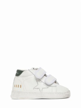 Kids' June Leather Strap Sneakers In White