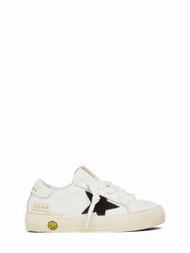 Kids' May Leather Lace-up Sneakers In White