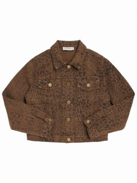 Kids' Leopard Print Cotton Denim Jacket In Maculato