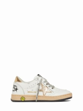 Kids' Ballstar Leather Lace-up Sneakers In White