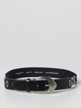 Belt Twins Washed Leather In Black