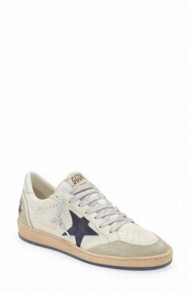 Ball Star Low Top Sneaker In White/ Ice/ Navy