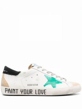 Super-star White/green Leather Sneakers