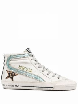 Women's White Leather Hi Top Sneakers