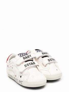 Baby School Nappa Upper With Hearts Print Nappa Star And Stripes Leather Heel Signature Foxing In White