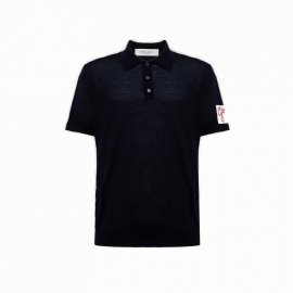 Deluxe Brand Logo Patch Polo Shirt In Navy