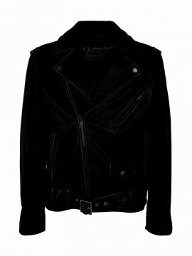 Golden M`s Chiodo Jacket Distressed Bull Leather In Black
