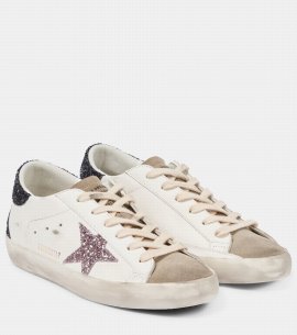 Super-star Leather Sneakers In White/pink/black