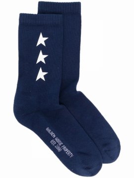 Star-print Cotton Socks In Blue