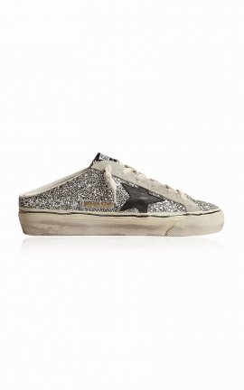 Women's Super-star Sabot Glittered Leather Sneakers In Silver