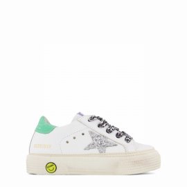 Kids' White May Leather Glitter Star Trainers