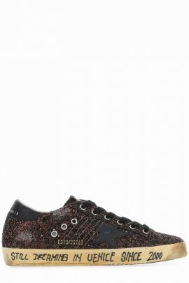 Sequinned Lace-up Sneakers In Brown/ Brown/black