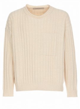 Deluxe Brand Crewneck Knitted Jumper In Yellow Cream