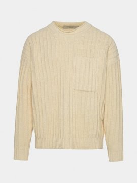 Kids' Ivory Cotton Ribbed Sweater In Beige