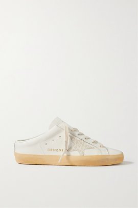 Superstar Sabot Distressed Leather Slip-on Sneakers In White