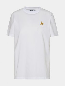 T-shirt Star Mini Logo Oro In White