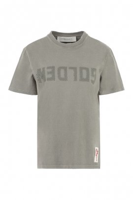 Printed Cotton T-shirt In Grey