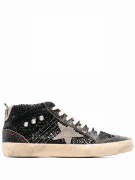 Black Mid-star Leather Sneakers