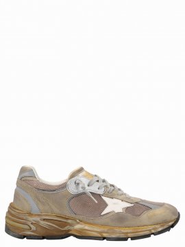 Beige Running Dad Leather Sneakers In Gray