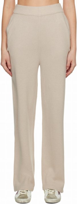 Beige Patch Lounge Pants In 10715 Natural White