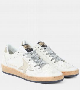 Ball Star Leather Sneakers In Milk/gold