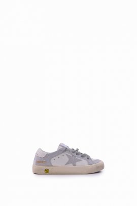 Kids' Leather Sneakers With Glitter In White