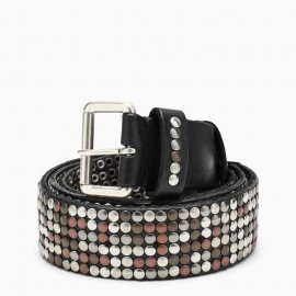 Deluxe Brand Leather Belt With All-over Studs In Black