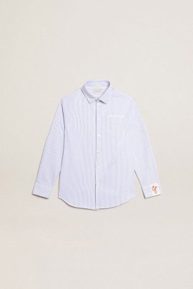 Kids' Striped Shirt With Logo In White