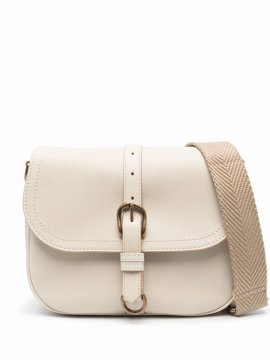 Buckled Leather Crossbody Bag In Neutrals