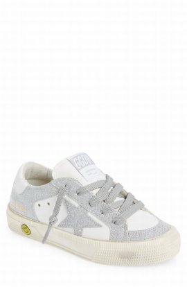 Kids' May Glitter Low Top Sneaker In White/ Silver