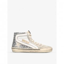 Women's Grey/brown Women's Slide Glitter, Mesh And Suede High-top Trainers