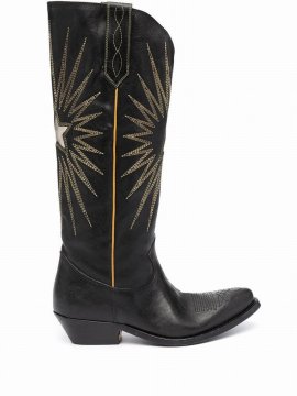 Wish Star Black Leather Boots