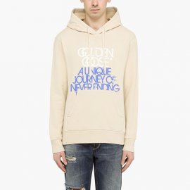 Deluxe Brand Sweatshirt With Print And Hood In Beige