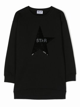 Kids' Sequin-design Sweatshirt Dress In Black