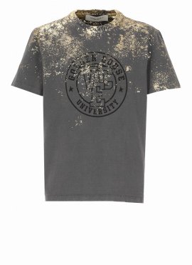 Regular T-shirt With Logo In Anthracite/ Golden/ Black