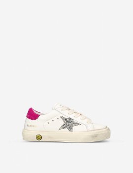 Kids' May Glitter Star-embellished Leather Trainers 6 Months-5 Years In White/oth