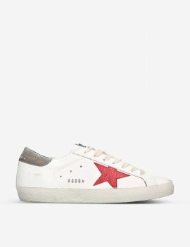 Men's White/comb Superstar Star-appliqu?? Leather Low-top Trainers