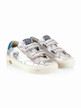 Baby's,little Kid's & Kid's Graffiti Print Leather Star And Heel Sneakers In Silver