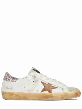 20mm Super Star Leather Sneakers In White,beige